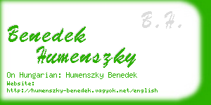 benedek humenszky business card